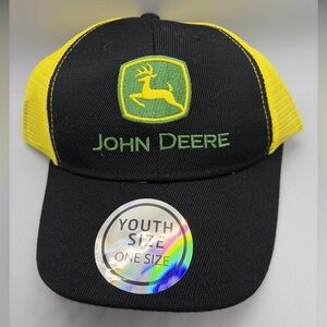 Kids John Deere Black Trucker Hat one size Youth snap back